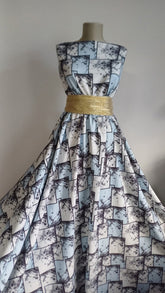 Stofa Barbi Alb Patrate Imprimate Albastru/ Alb STO1238